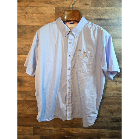 Columbia PFG Shirt Mens XL Blue Short Sleeve Vented Fishing Button Front Outdoor - Picture 2 of 9